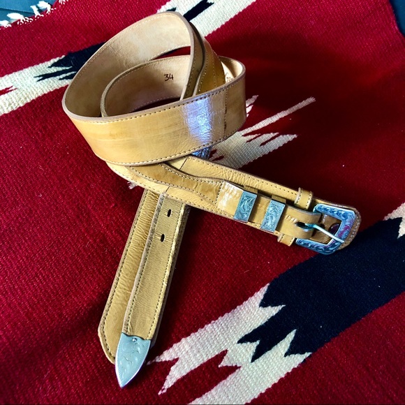 RARE, VTG JUSTIN Eel Skin Belt, gorgeous  Buckle main image 7
